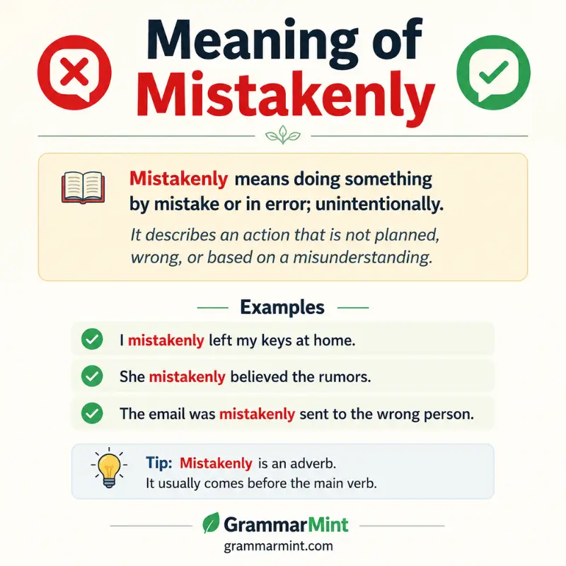 Meaning of Mistakenly
