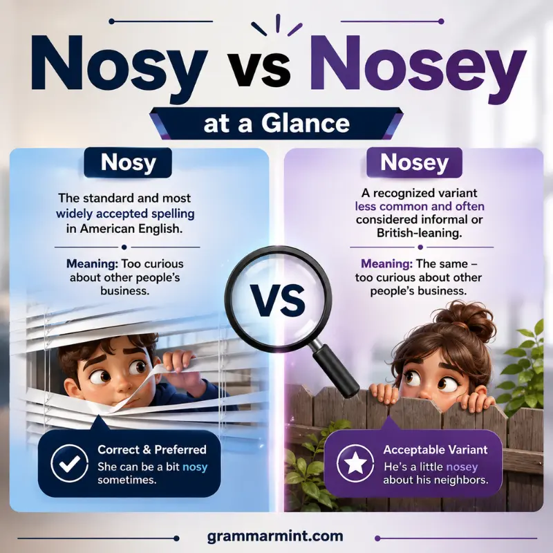 Nosy vs Nosey at a Glance