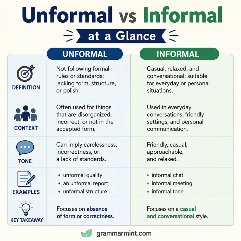 Unformal vs Informal at a Glance