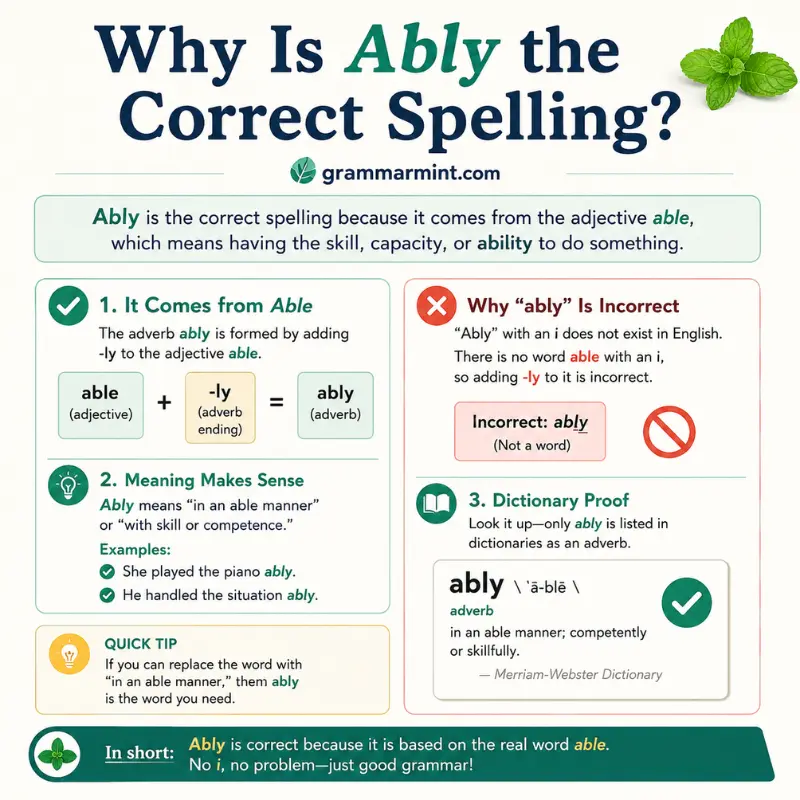 Why Is Ably the Correct Spelling?