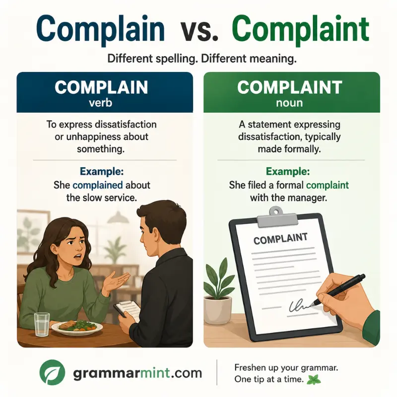 Complain vs. Complaint