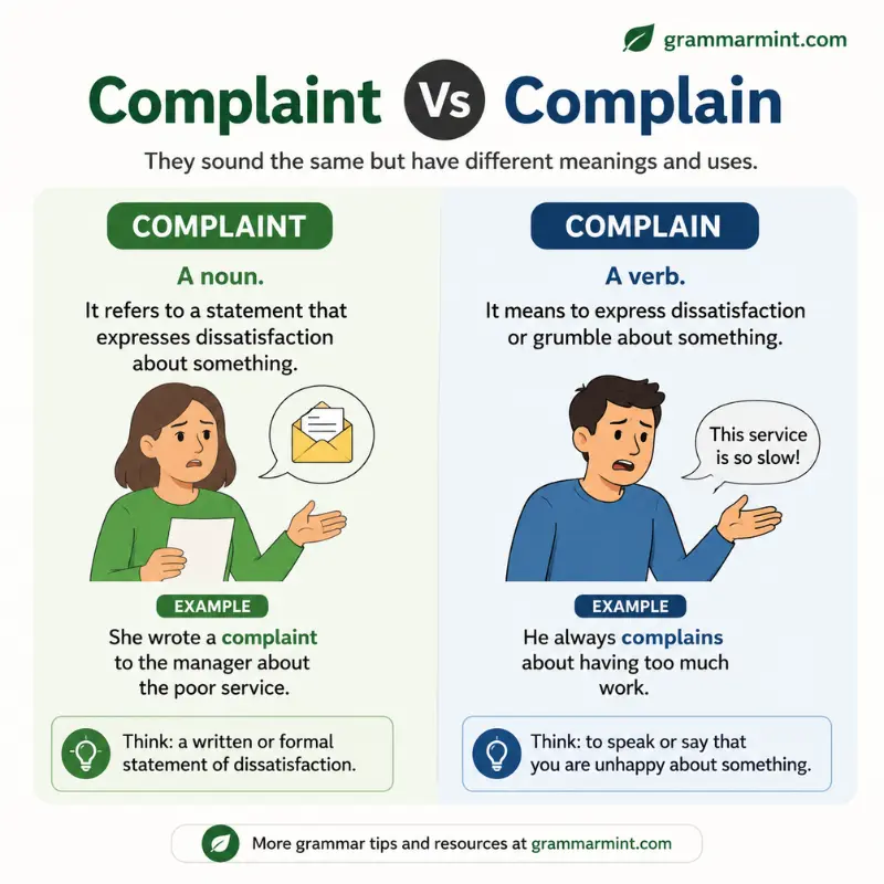 Complaint Vs Complain