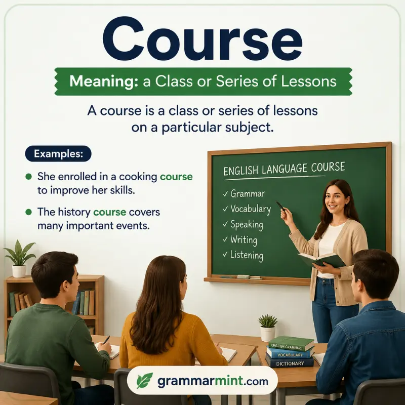 Course Meaning a Class or Series of Lessons
