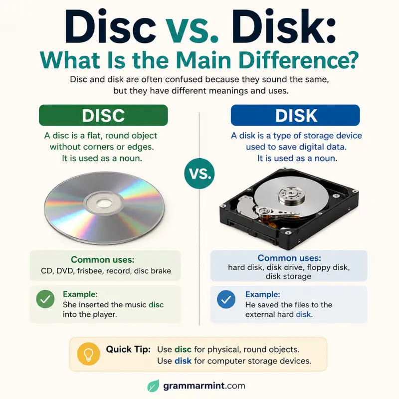 Disc vs. Disk: What Is the Main Difference?