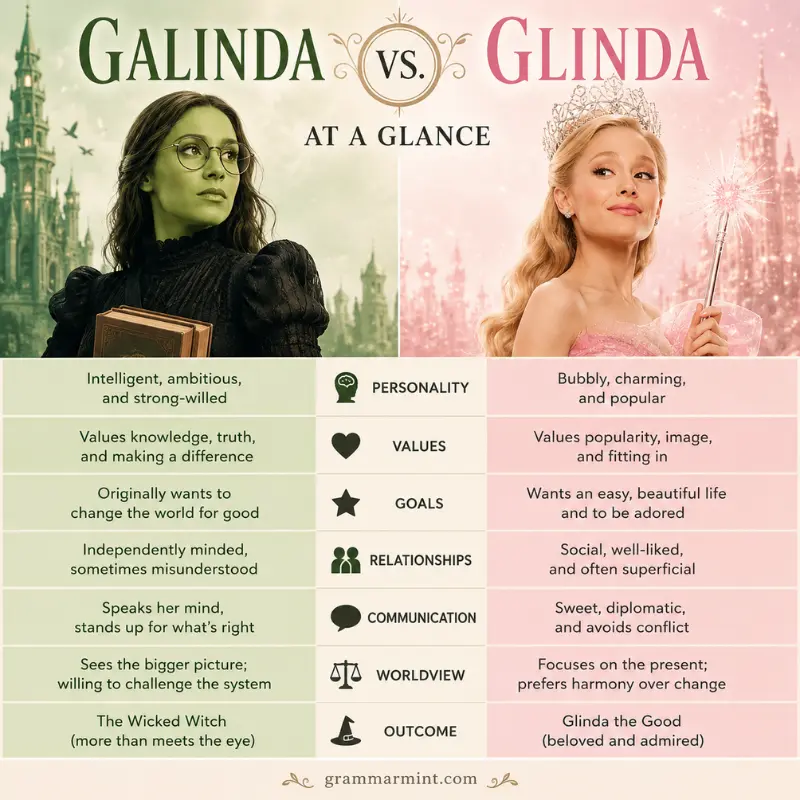 Galinda vs. Glinda at a Glance