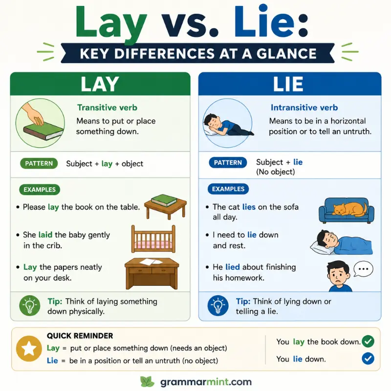 Lay vs. Lie: Key Differences at a Glance