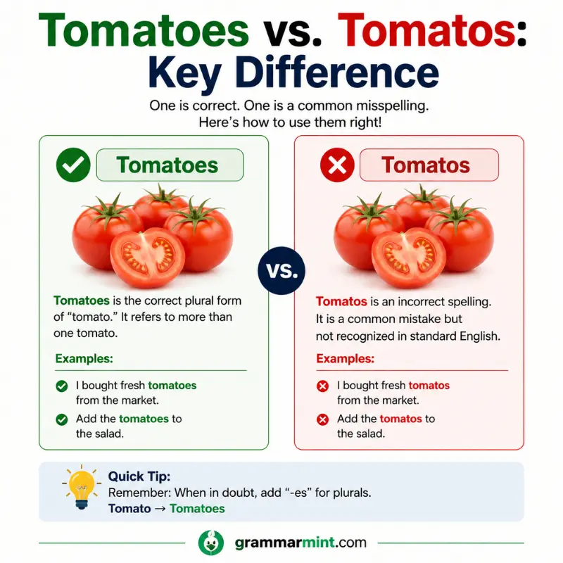 Tomatoes vs. Tomatos: Key Difference