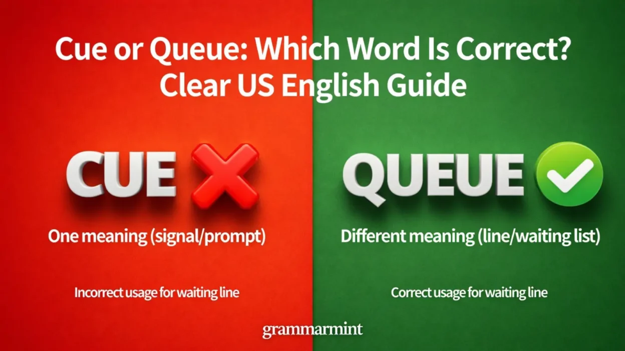 Cue or Queue: Which Word Is Correct? Clear US English Guide