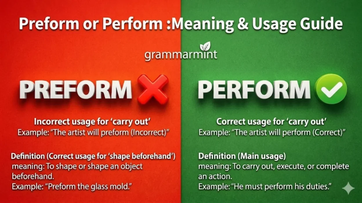 Preform or Perform :Meaning & Usage Guide