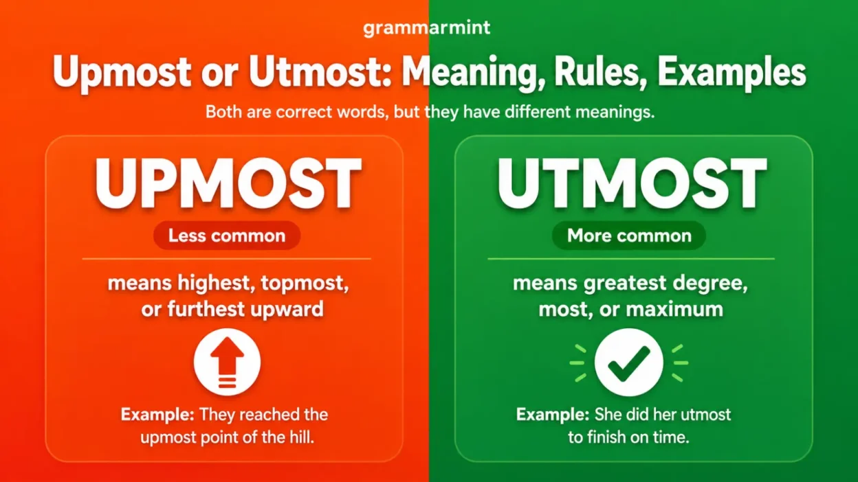Upmost or Utmost: Meaning, Rules, Examples