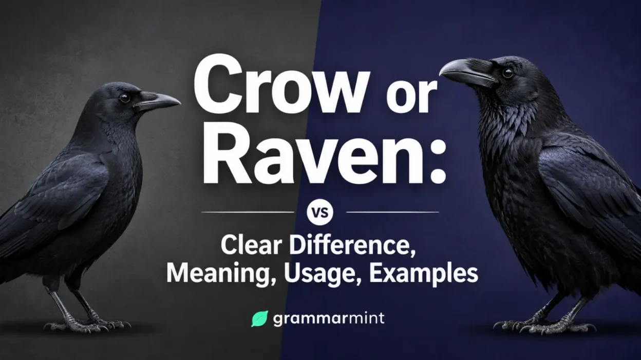Crow or Raven: Clear Difference, Meaning, Usage, Examples