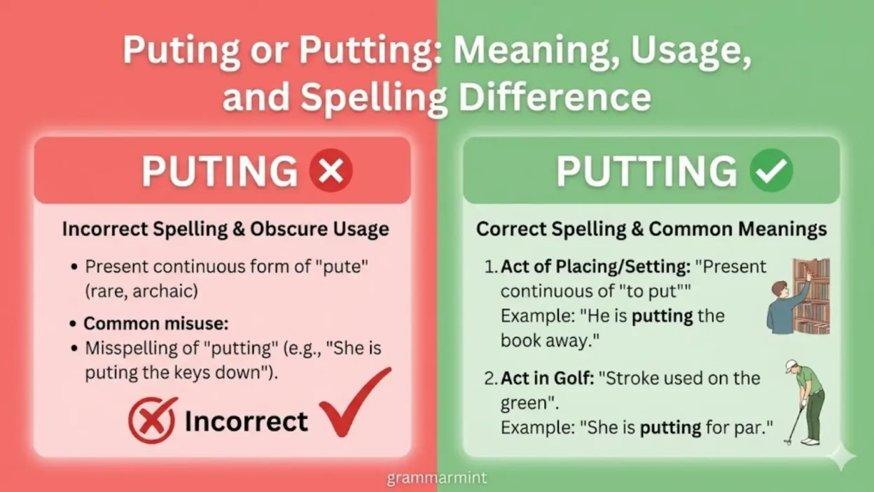 Puting or Putting: Meaning, Usage, and Spelling Difference