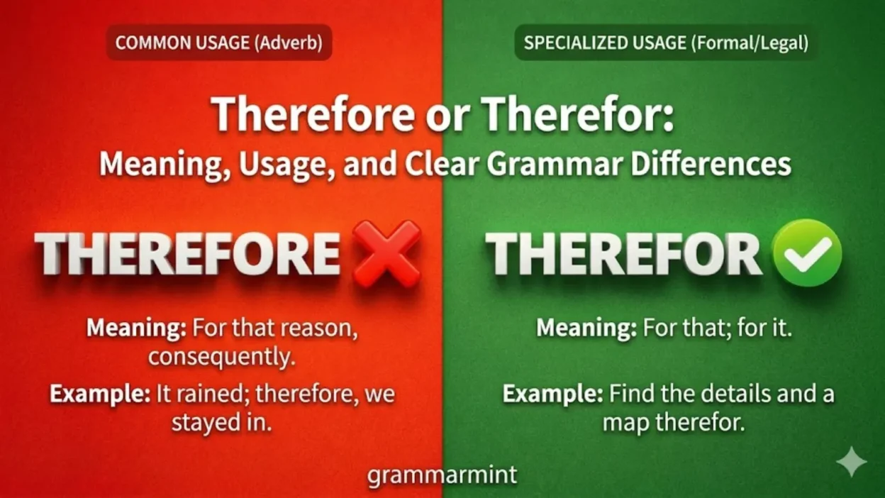 Therefore or Therefor: Meaning, Usage, and Clear Grammar Differences