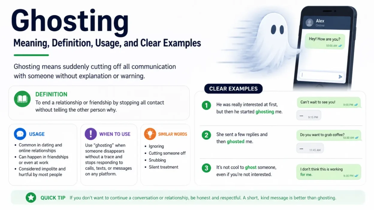 Ghosting Meaning: Definition, Usage, and Clear Examples