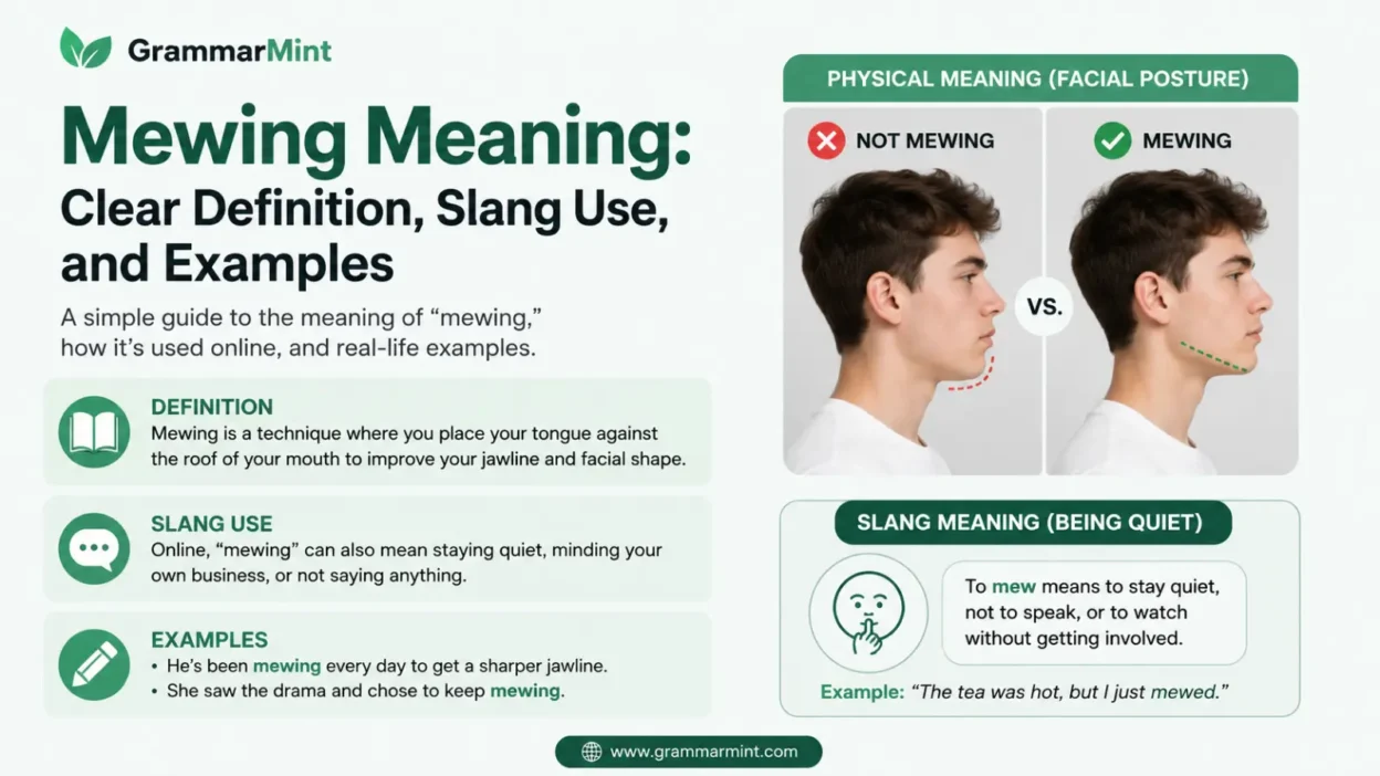 Mewing Meaning: Clear Definition, Slang Use, and Examples